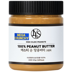 야스티 순 땅콩버터 크런치 100% 무첨가, 1개, 300g