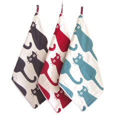 샤쯔 순면 주방 어린이집 고리 핸드타올 3p 세트, 3개, 고양이(레드 ,블랙,그린)