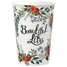 카마코 천연펄프 종이컵 플라워 390ml 13온스 (단단한 고평량 종이컵/무배당일출고), 100개, 1개