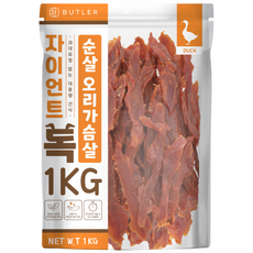 자이언트독 오리가슴살 육포 1kg 대용량 강아지 간식, 1개 1개