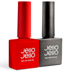 Jello Jello Peel-Off Base Gel + Real Matt Top Gel, 單色, 1組