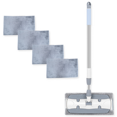 헤라우스점핑 막대 길이조절 집게형 청소밀대+극세사 걸레 5장, 1세트