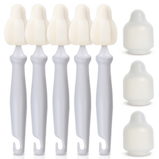 하이비 몽글이 미니솔 젖병 젖꼭지 세척솔 5p + 먼지캡 3p 세트, 1세트, 라이트그레이