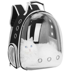 우아지오 반려동물 투명 외출가방 우주선 백팩, 1개, 블랙