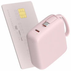 이어맥 울트라 미니 10000mAh PD 22.5W 빌트인 케이블 고속충전 초소형 보조배터리 PBP-001, 핑크