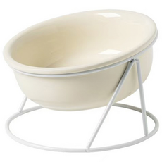 드림계곡 반려동물 키높이 경사형 마카롱 도자기 식기 강아지 밥그릇 고양이 밥그릇, 1개, 베이지600ml