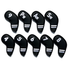 가죽 아이언커버 세트 골프채 커버, 1개, 블랙