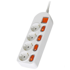 정비공 국산 멀티탭 4구 7m 과부하 차단 안전 접지 개별 스위치 멀티 콘센트, 화이트, 1개