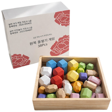 어르신 치매예방 두뇌자극.신체 활용 원목돌쌓기 (정리.보관용 원목케이스. 선물포장). 실버인지보드게임 1급지도사 추천, 혼합색상, 1세트