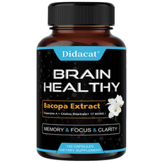 누트로픽 뇌 지원 보충제 - 주의력 기억력 집중력 학습 정확성 및 추론 능력을 지원하는 17-in-1 + Huperzine A + 콜린수산염 비타민 B6 비타민 B12, 1박스, 120정