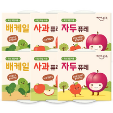 [베이비본죽] 국산 과일퓨레 3종 2세트 100gx12개입 (사과+배케일+자두) 아기 퓨레 이유식