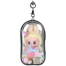 투명 인형 PVC 파우치 반원 케이스 키링 3종, 블랙, 1개 블랙, 1개