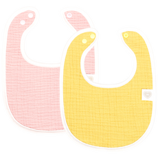A Prime Standard 아기 유아 턱받이 6중 요루거즈 Icon Line, 1세트, 2개입, 노랑, 핑크