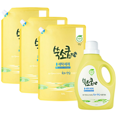 Ssooksoqum 荷葉洗衣精+補充包 1.6L 3包 一般/滾筒洗衣機兼用, 1組