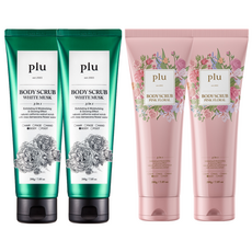 plu 三合一身體去角質磨砂膏 白麝香 200g+粉紅花卉香 200g 2條組, 2組
