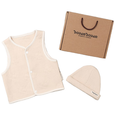 도담도담 오가닉 코튼 베이지 모자 큐티 조끼 출산선물(베이지 0-12개월), 1개