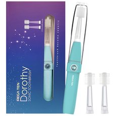 [메가텐도로시]스와로브스키 엘리먼트 주니어성인용 음파전동칫솔 도로시 3in1 8단모 (본품1+리필2), 아쿠아스카이, 1개