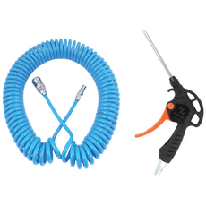 국산 A급 8파이 코일 에어호스 + 에어건 세트 콤프레샤연결 에어총 에어줄, 1-1. A급청코일호스8x5M+PVC에어건100, 4개