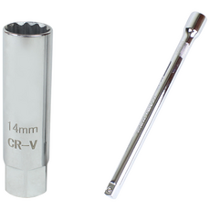 세인티에프 점화 플러그 소켓 일반형 14mm 복스연결대 3/8 250mm 세트 자석형 렌치 롱 복스알, 1세트