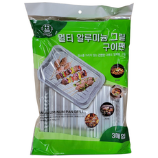 일회용 알루미늄 캠핑 바베큐 그릴 구이팬 3개 1봉, 40.8cm