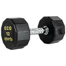 에코스포츠 프리미엄 옐로우심볼 12각 고무덤벨, 1개, 12kg