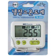 HM디지털 냉장고 디지털 온도계 TM-3000 기미상궁 범위설정 알람 자석, 화이트계열, 1개, 1개입