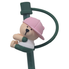 귀여운 캐릭터 텀블러 실리콘 빨대 마개 커버 50종 모음 뚜껑 꽃 동물 러브 7mm, 1개, 꼬마곰