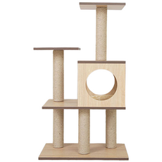 Queen Of Cat Tower 甜美原木貓跳台 n006, 橡木色 + 白色, 1個