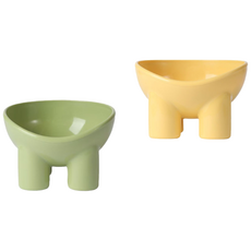 찌이짜이 1+1식기/코끼리다리 목보호 반려동물식기/보울, 1개, 그린+옐로우