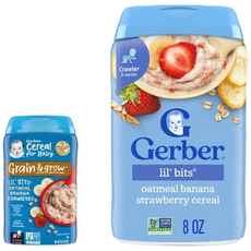 거버 릴 비츠 어린이 분말 식품 227g, 3개, 오트밀 + 바나나 + 딸기