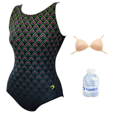 TS스포츠 여성 실내 원피스 수영복 24086(브라컵 방수가방 포함)