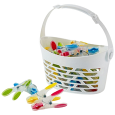 타미나요 편리한 스몰 소프트젤클립 빨래집게 28p + 바구니 세트, 혼합색상(빨래집게), 화이트(바구니), 1세트