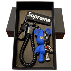 다판다 지니 슈프림 스타일 곰돌이 베어 키링 스트릿 감성 키홀더 열쇠고리, 1개, 블루