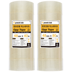 epacklab 투명 박스테이프 52mic 4.8cm x 40m 강력접착 포장테이프 이사 택배용, 6개