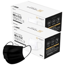 베누지오 숨쉬기 편한 비말차단 국산 덴탈마스크 대형, 블랙, 2개, 50매