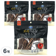벨버드 강아지 순살가득 스틱 간식, 오리, 250g, 6개