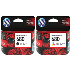 HP 잉크 2종 세트 HP680, 검정, 삼원색, 1세트