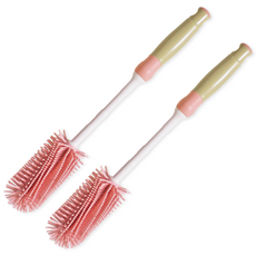 hibee 矽膠直立式奶瓶刷, 2入, 粉色