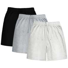 하바우 남여공용 데일리 5부 면 트레이닝 와이드 반바지 3종 세트
