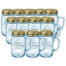 보르미올리 콰트로 스타지오니 핸들자 유리저장병 블루, 415ml, 12개