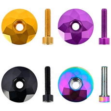 FMFXTR 초경량 CNC 알루미늄 스템 헤드캡 탑캡 볼트 세트, 블랙, 1개