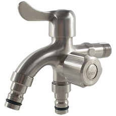 스텐 304 두갈래 수도꼭지 / KC인증 sus 양갈래 커플링 세탁기 호스 수전 진테크, 1개