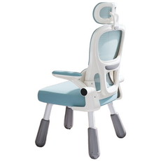 choyur 인체공학 디자인 높이 조절 가능 학습용 의자 청소년 공부 의자 BJJ001, 리프팅 다리 블루|팔걸이 + 머리받침 + 항균 호흡 면