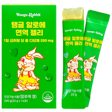 우고래빗 탱글 알로에 겔 이뮨 면역 젤리 스틱, 280g, 1개