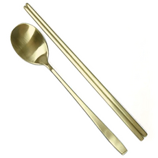 샤틴 티타늄 숟가락 젓가락 수저세트 금색 한정식, 1개