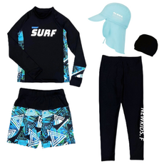 뉴키즈팩토리 키즈 주니어 남아 생존수영 수영복 래쉬가드 5종 세트