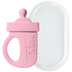 심통 실리콘 100% 젖병 치발기 보관케이스포함, 핑크, 구강2단계 젖병치발기, 1개