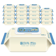 좋아서쓰는 아기 물티슈 캡형, 100매, 20세트
