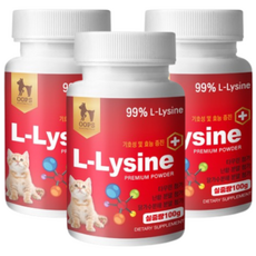 하율펫 고양이 엘라이신 영양제 / 감기 허피스 콧물 재채기, 100g, 종합영양제, 3개