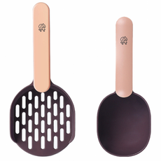 Meongyang 現代設計貓砂鏟 + 飼料勺, 粉紅色+巧克力色, 1個